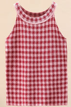 Load image into Gallery viewer, Plaid Round Neck Sleeveless Knit Top
