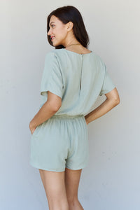 Pleated Romper in Cool Matcha