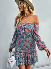 Load image into Gallery viewer, Floral Smocked Off-Shoulder Ruffled Dress

