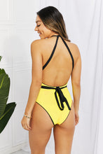 Load image into Gallery viewer, Contrast Tie-Waist Plunge One-Piece Swimsuit
