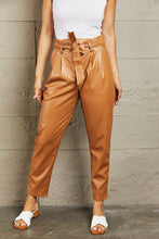 Load image into Gallery viewer, Faux Leather Paperbag Waist Pants
