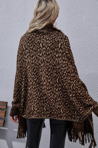 Leopard Fringe Detail Poncho