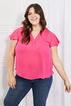 Load image into Gallery viewer, Sew In Love Just For You Full Size Short Ruffled sleeve length Top in Hot Pink
