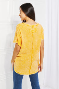 Waffle Knit Top in Yellow Gold