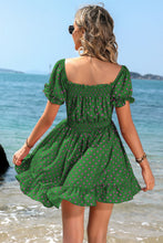 Load image into Gallery viewer, Polka Dot Square Neck Smocked Waist Dress

