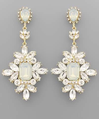 Jeweled Rhombus Dangle Earrings