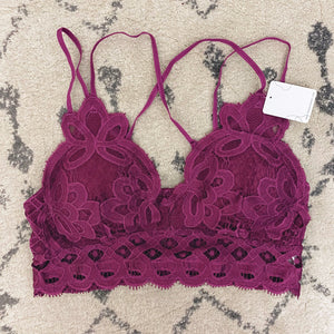 Orchid Soft Floral Lace Bralette with Criss Cross Straps