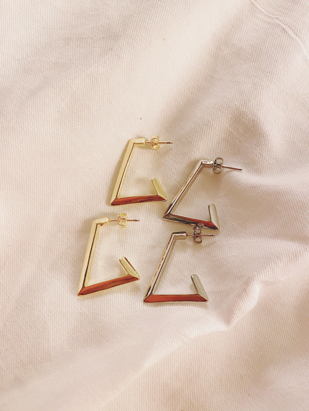 Triangle Gold Dipped Hoops - Gold & Silver