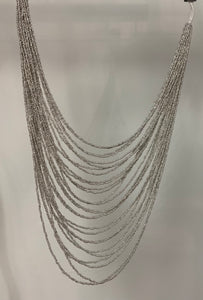 Silver multi layered beaded necklace