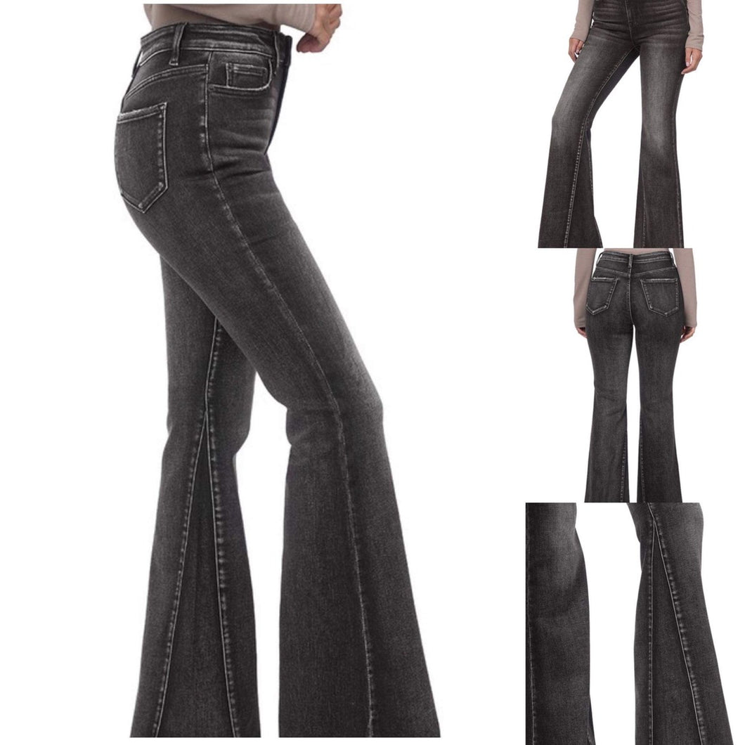 Details 203+ black flare jeans high waisted super hot