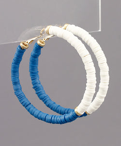 Blue & White Hoop Earrings