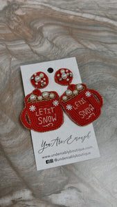 Let it Snow Hand Beaded Earrings