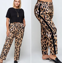 Load image into Gallery viewer, Satin Leopard Tuxedo Lined Joggers (Plus Available)
