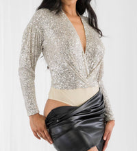 Load image into Gallery viewer, V-Neck Sequin Bodysuit
