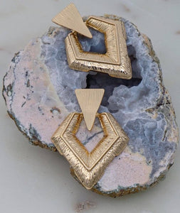 Gold Brushed Metal Triangle Earrings